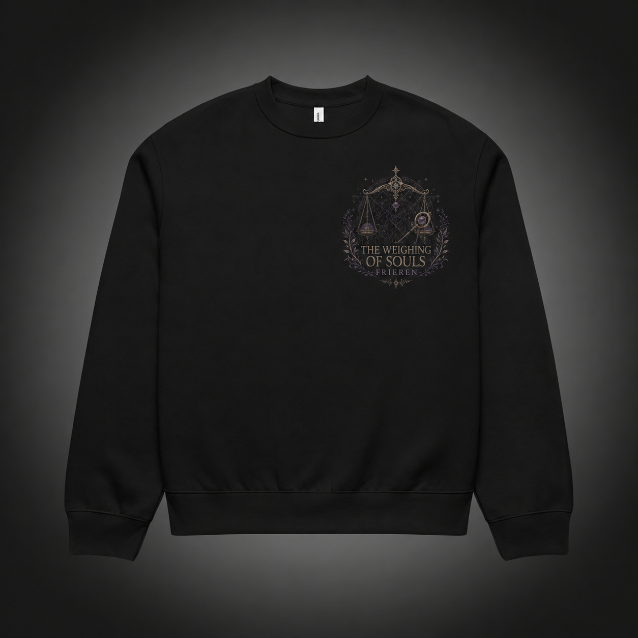 Black sweatshirt with Frieren, Aura Weighing Of Souls graphic – photo 2