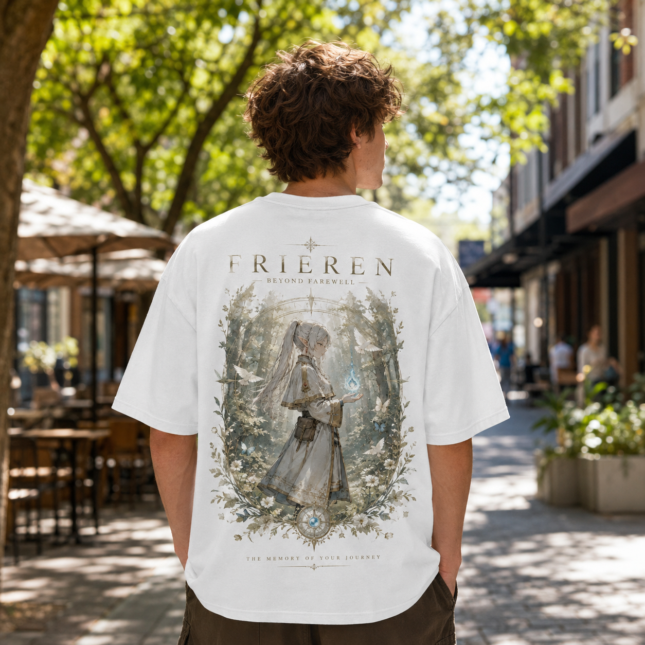 White t-shirt with Frieren Beyond Farewell graphic – photo 3