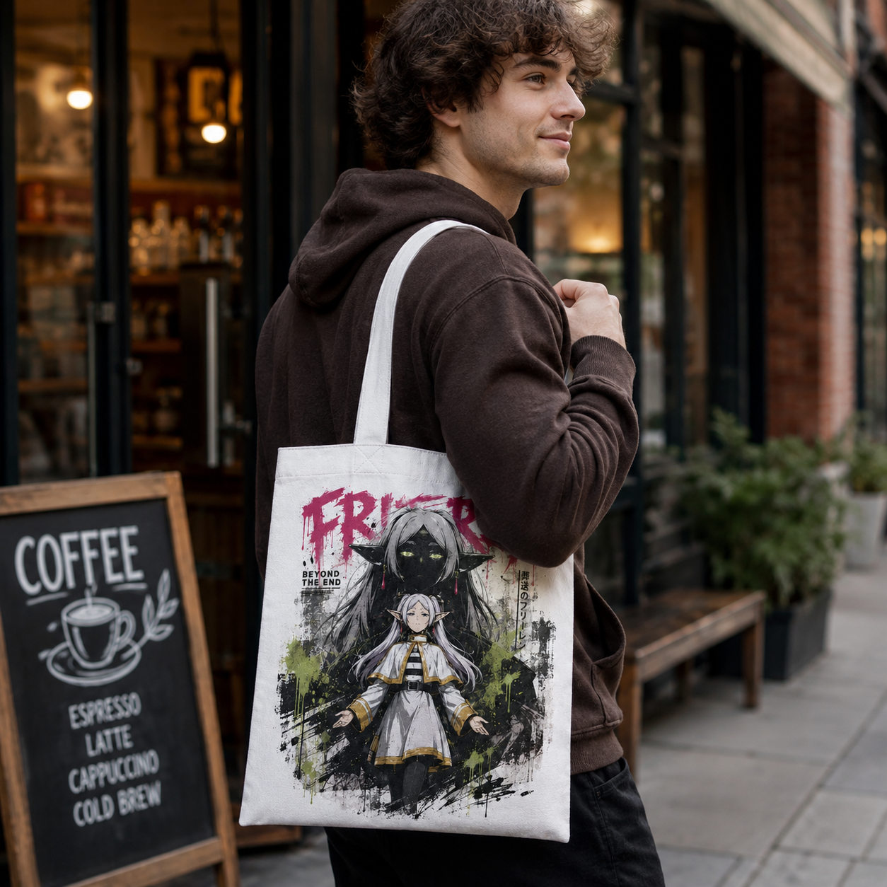 Natural tote bag with Frieren Beyond The End graphic – photo 4