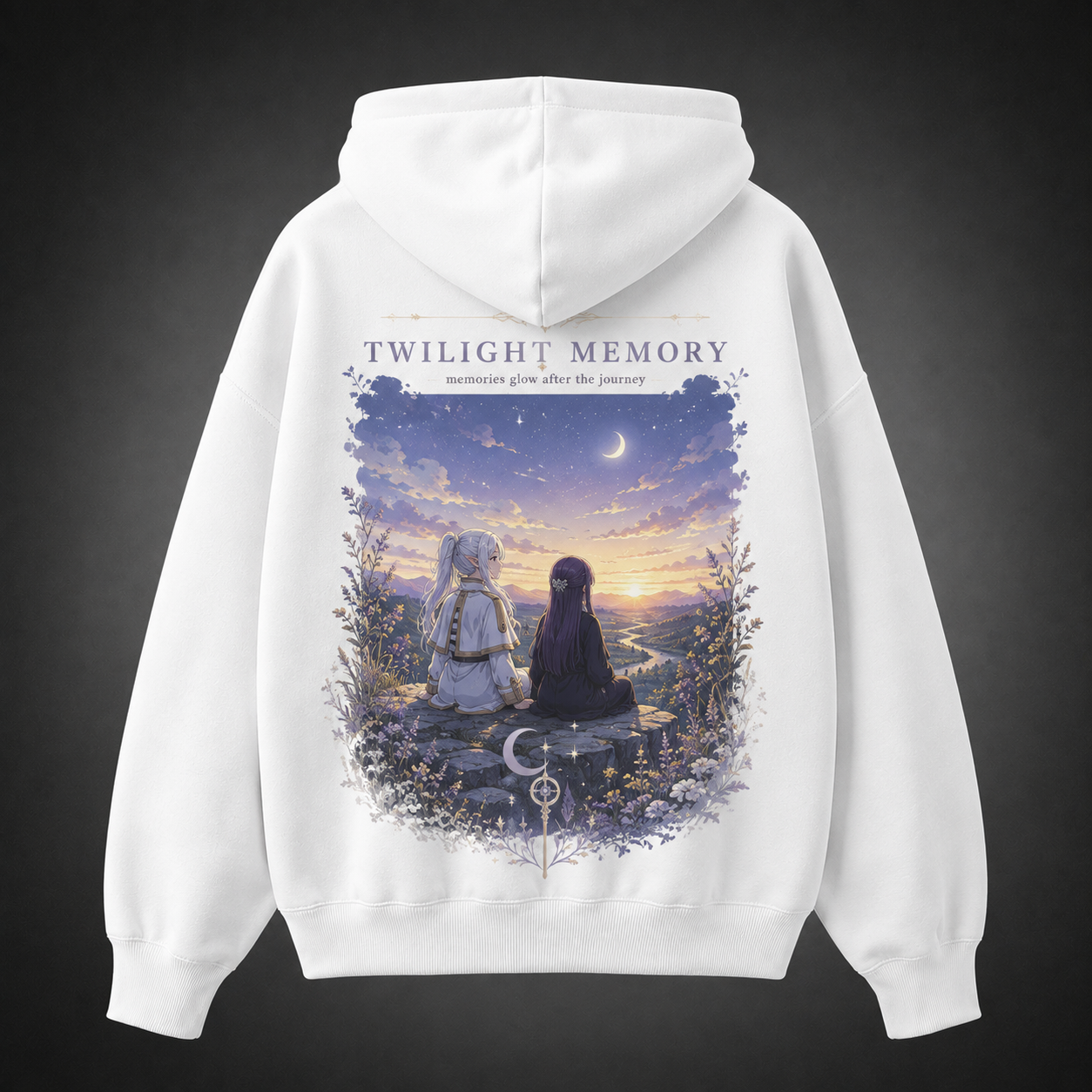 Black hoodie with Frieren Beyond The Horizon graphic – photo 1