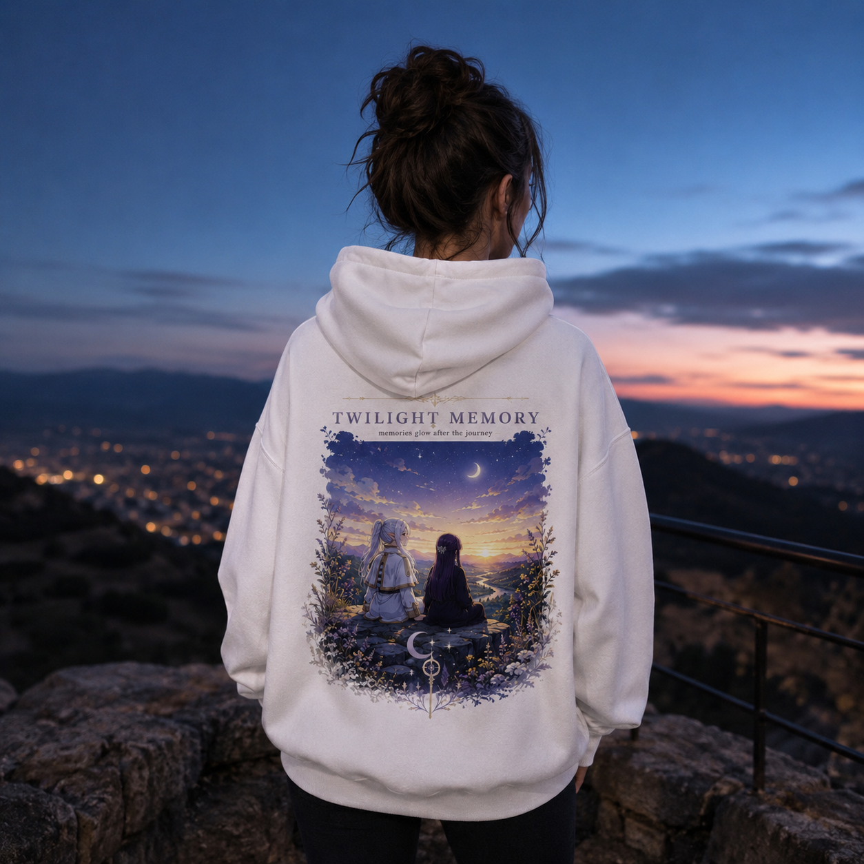 Black hoodie with Frieren Beyond The Horizon graphic – photo 3