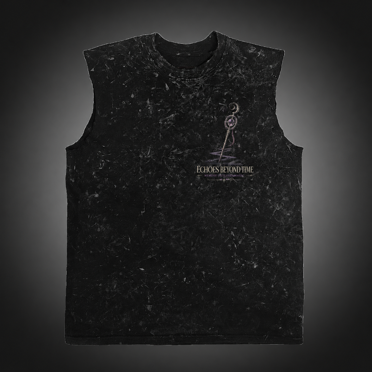 Washed black tank top with Frieren Echoes Beyond graphic – photo 2
