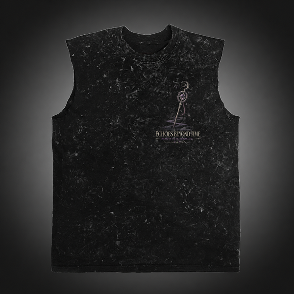 Washed black tank top with Frieren Echoes Beyond graphic – photo 2
