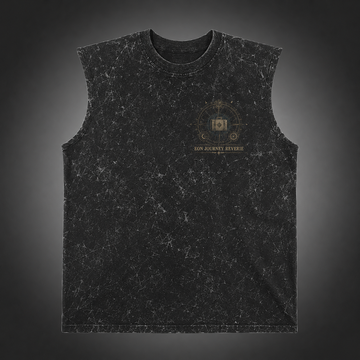 Washed black tank top with Frieren Eon Journey graphic – photo 2
