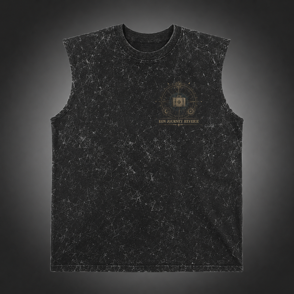 Washed black tank top with Frieren Eon Journey graphic – photo 2