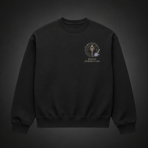 Black sweatshirt with Frieren, Fern, Stark Ageless Journey graphic – photo 2