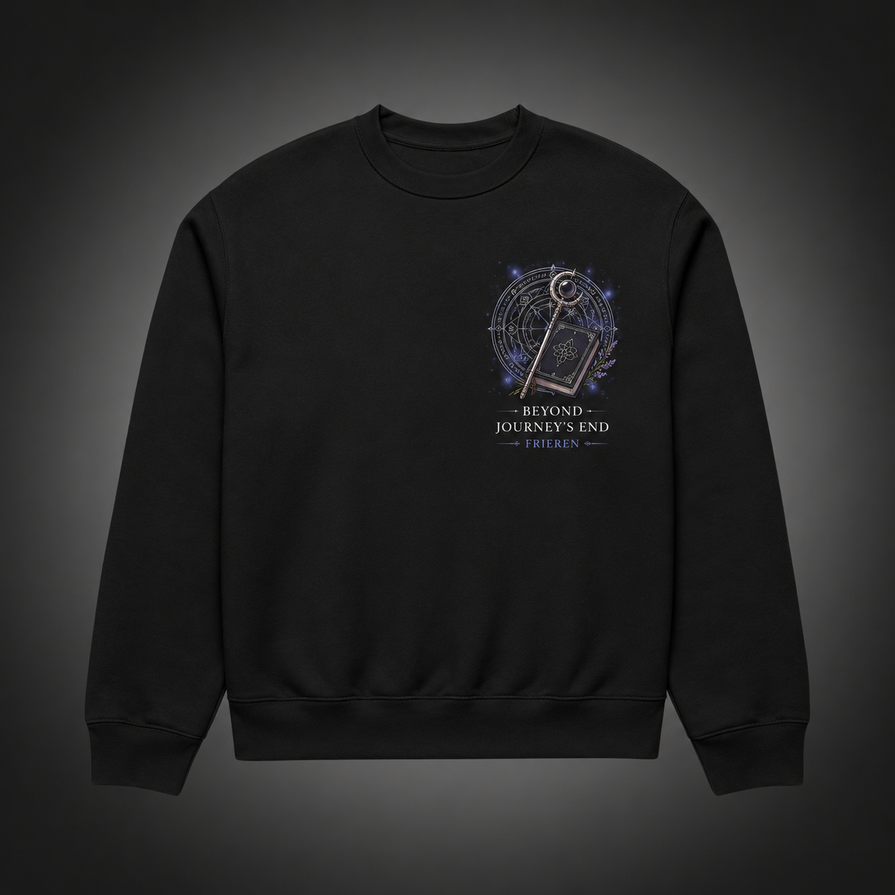 Black sweatshirt with Frieren, Fern, Stark Beyond Journey's End graphic – photo 2