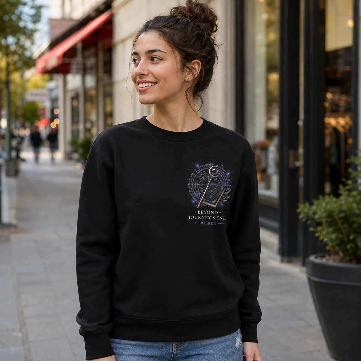 Black sweatshirt with Frieren, Fern, Stark Beyond Journey's End graphic – photo 4