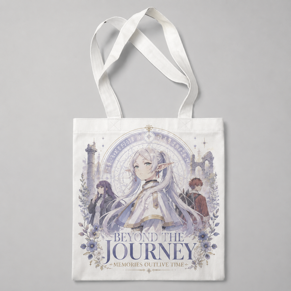 Natural tote bag with Frieren, Fern, Stark Beyond The Journey graphic – photo 1