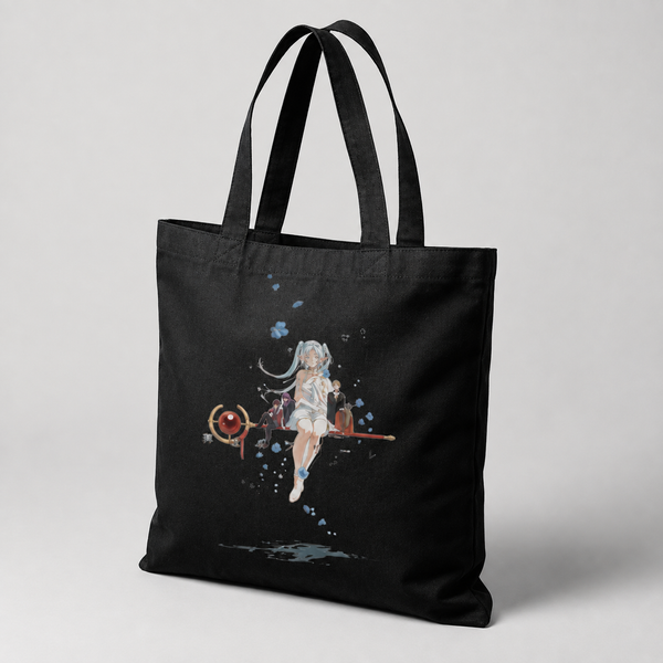 Black tote bag with Frieren, Fern, Stark Floating Reverie graphic – photo 2