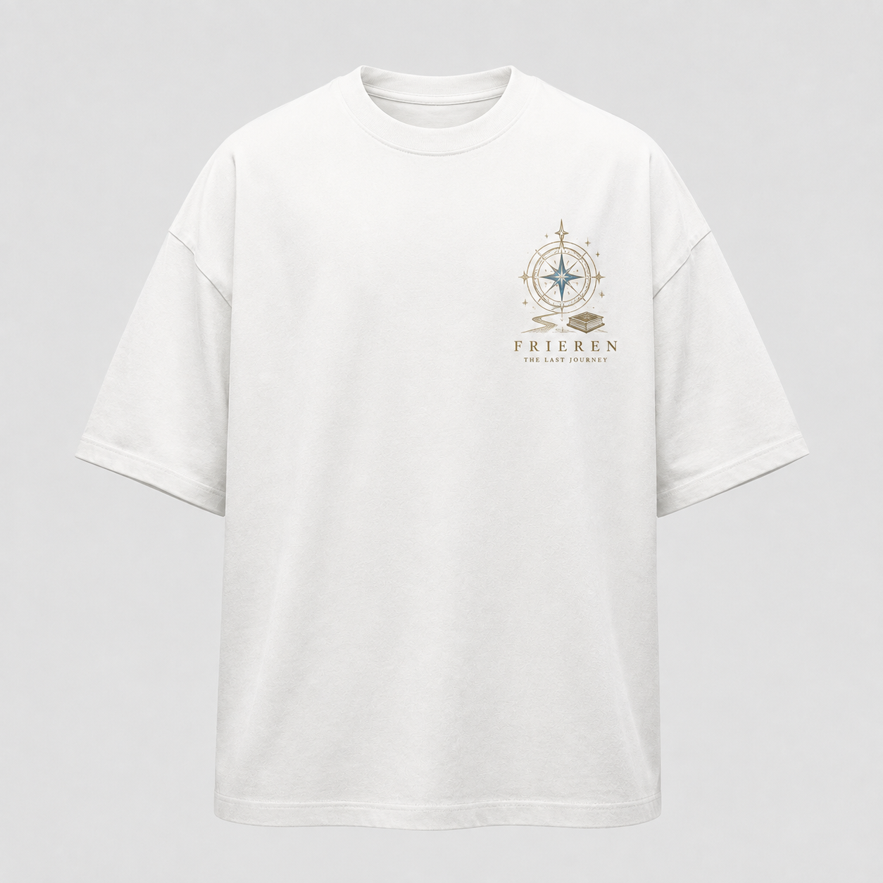 White t-shirt with Frieren, Fern, Stark & Himmel Beyond The Hero's Tale graphic – photo 2