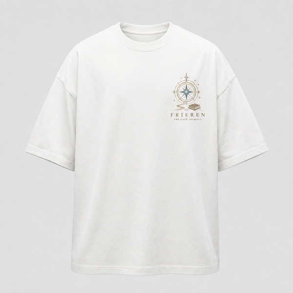 White t-shirt with Frieren, Fern, Stark & Himmel Beyond The Hero's Tale graphic – photo 2