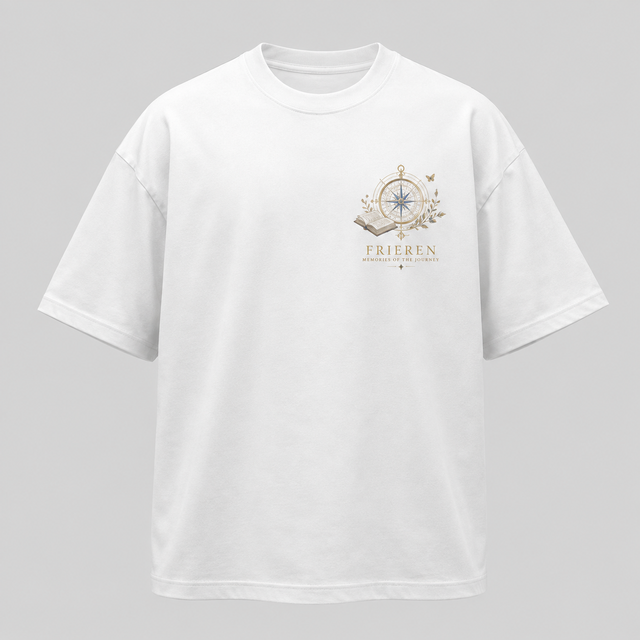 White t-shirt with Frieren, Fern, Stark & Himmel Memories Bloom Forever graphic – photo 2