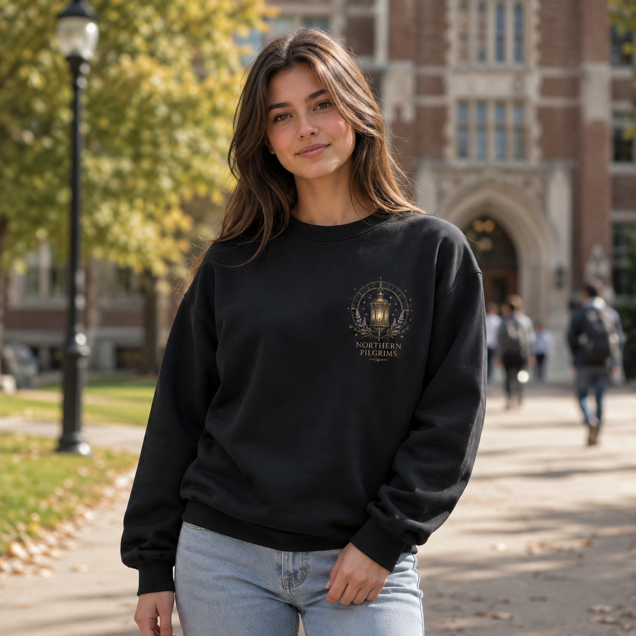 Black sweatshirt with Frieren, Fern, Stark Northern Pilgrims graphic – photo 4