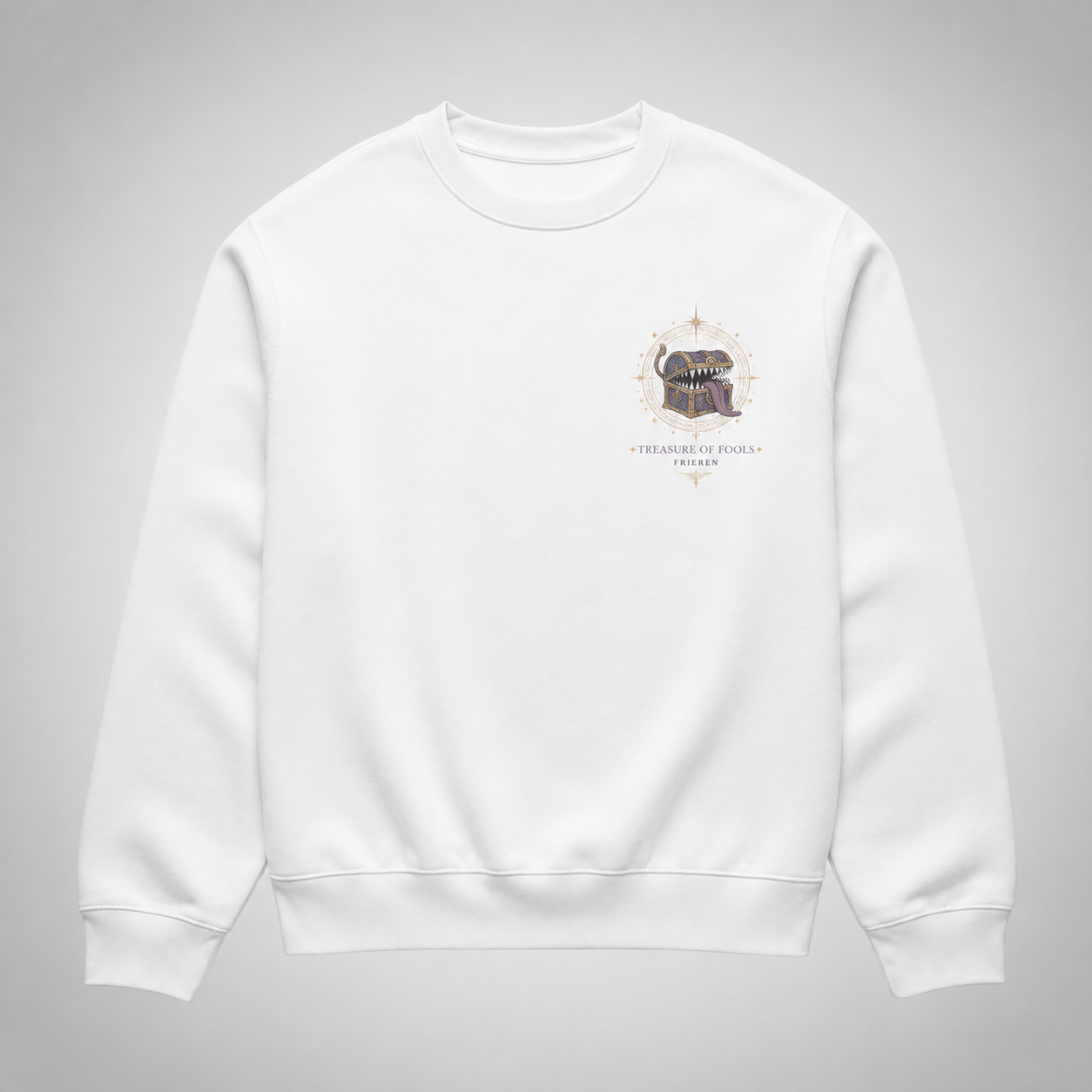 White sweatshirt with Frieren, Fern Treasure Of Fools graphic – photo 2