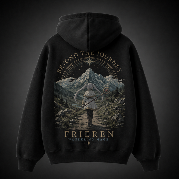 White hoodie with Frieren & Fern Twilight Memory graphic – photo 1