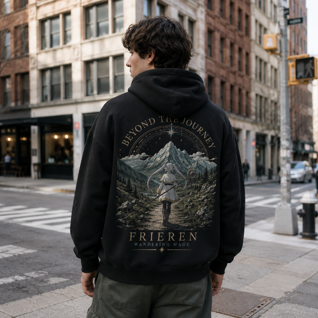 White hoodie with Frieren & Fern Twilight Memory graphic – photo 3