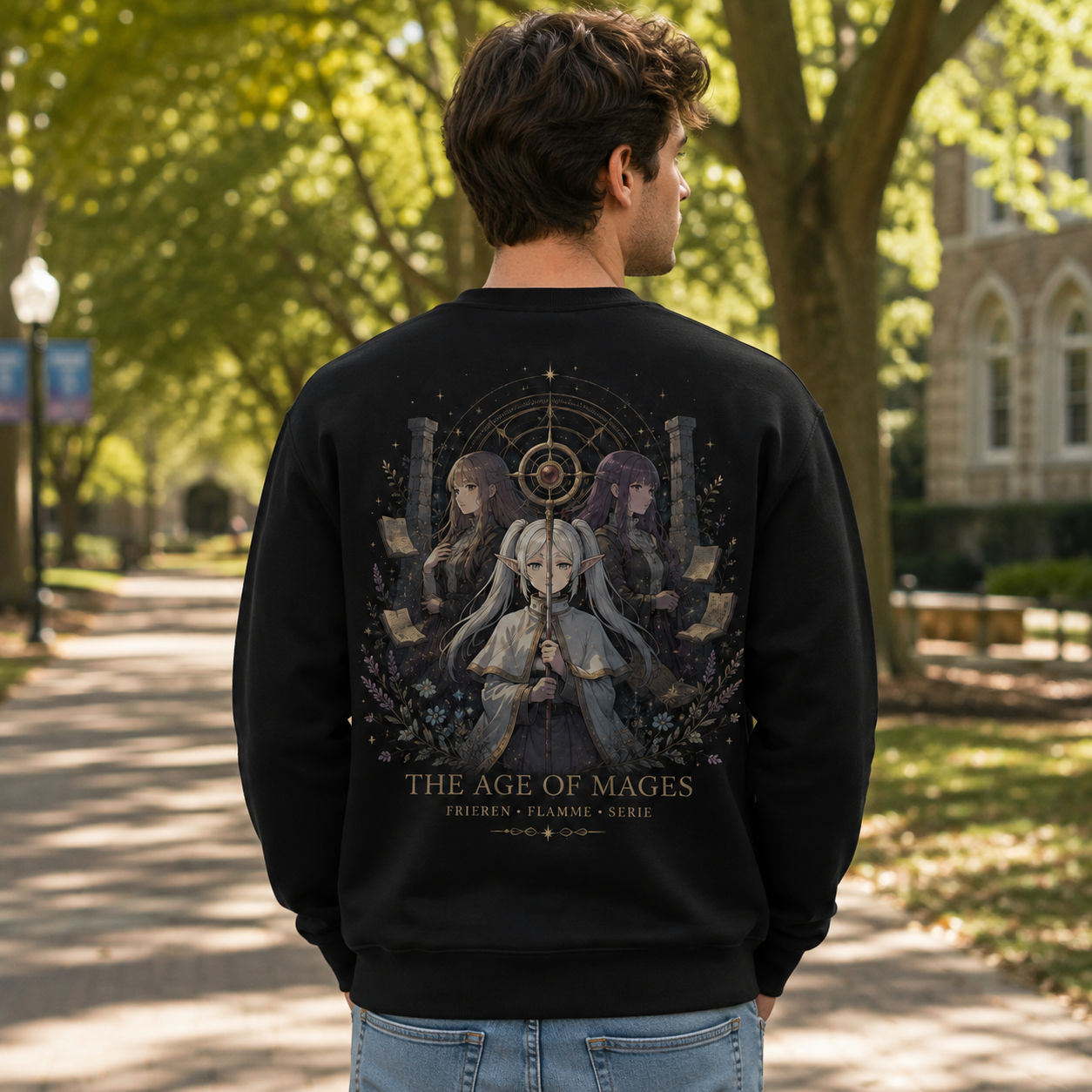Black sweatshirt with Frieren, Flamme, Serie Age Of Mages graphic – photo 3