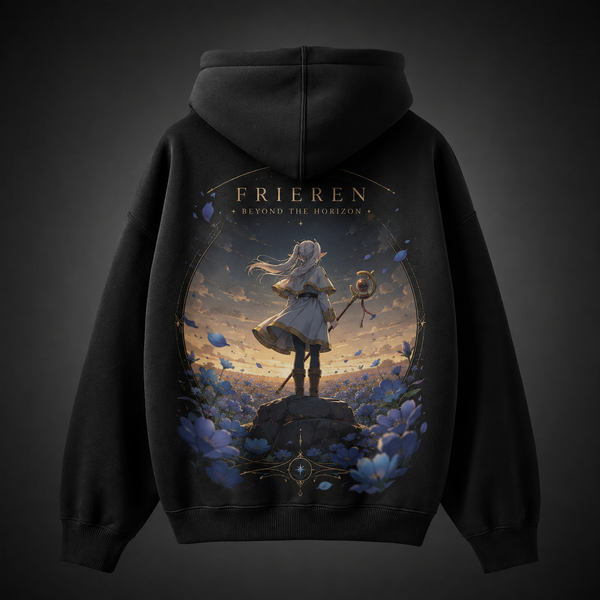 White hoodie with Frieren Golden Tarot graphic – photo 1