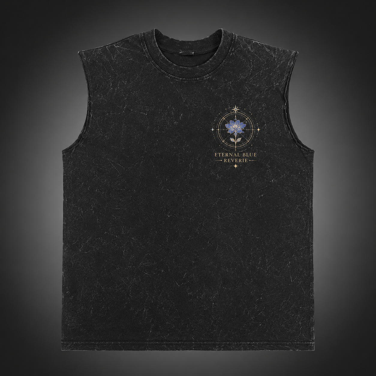 Washed black tank top with Frieren, Himmel Eternal Blue Reverie graphic – photo 2