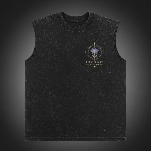 Washed black tank top with Frieren, Himmel Eternal Blue Reverie graphic – photo 2