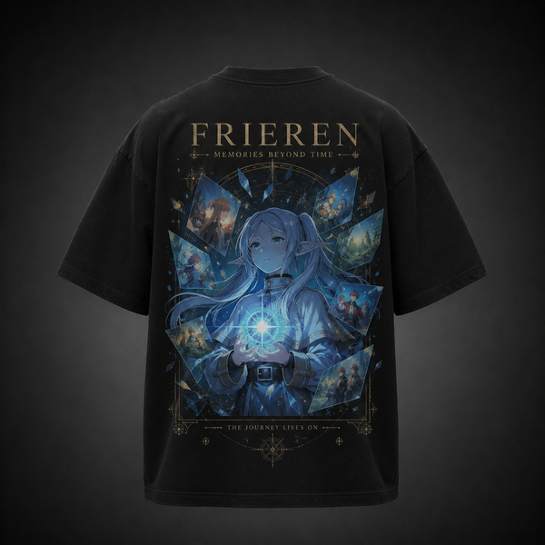 Black t-shirt with Frieren Memories Beyond Time graphic – photo 1