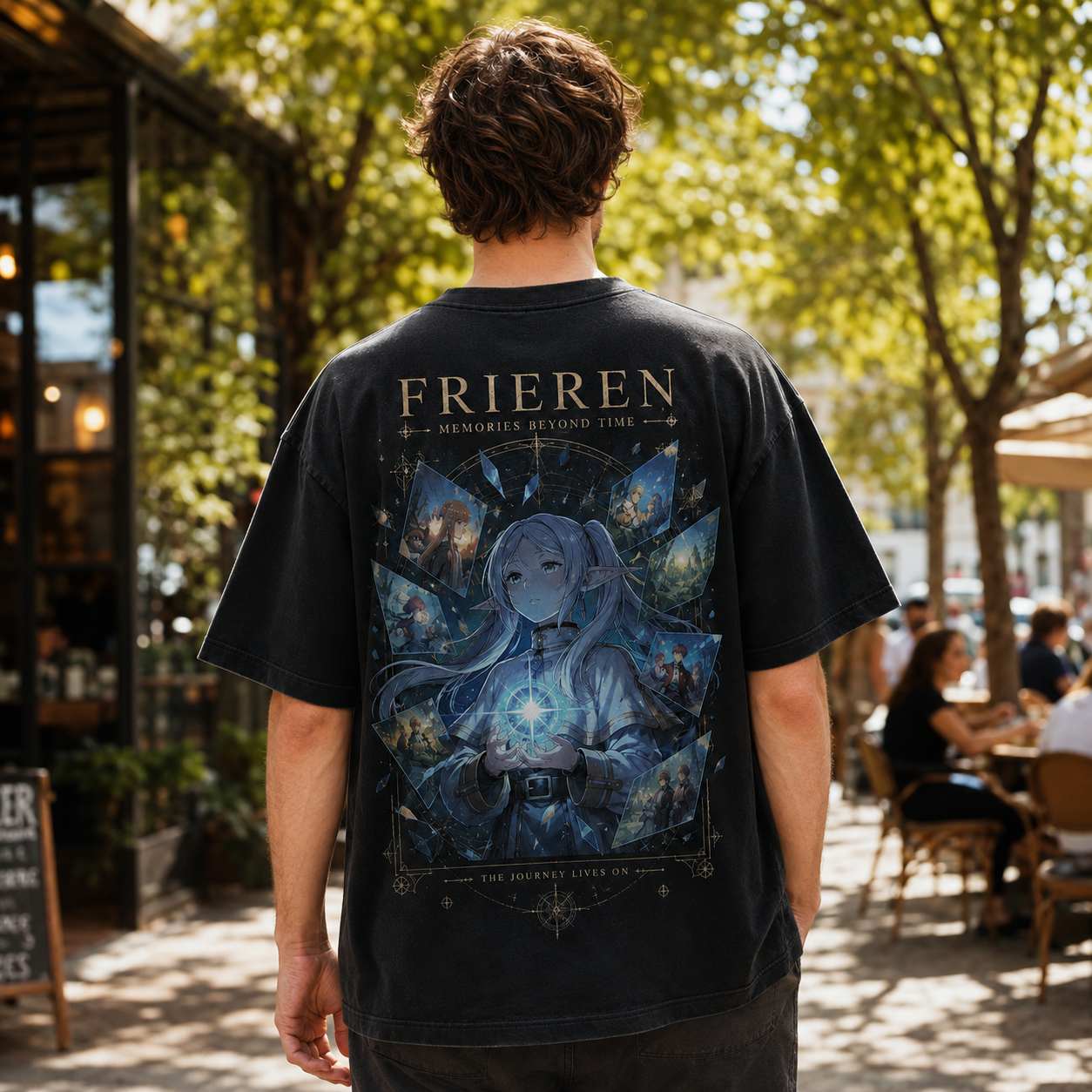 Black t-shirt with Frieren Memories Beyond Time graphic – photo 3