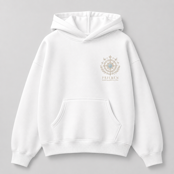 White hoodie with Frieren Memories In Bloom graphic – photo 2