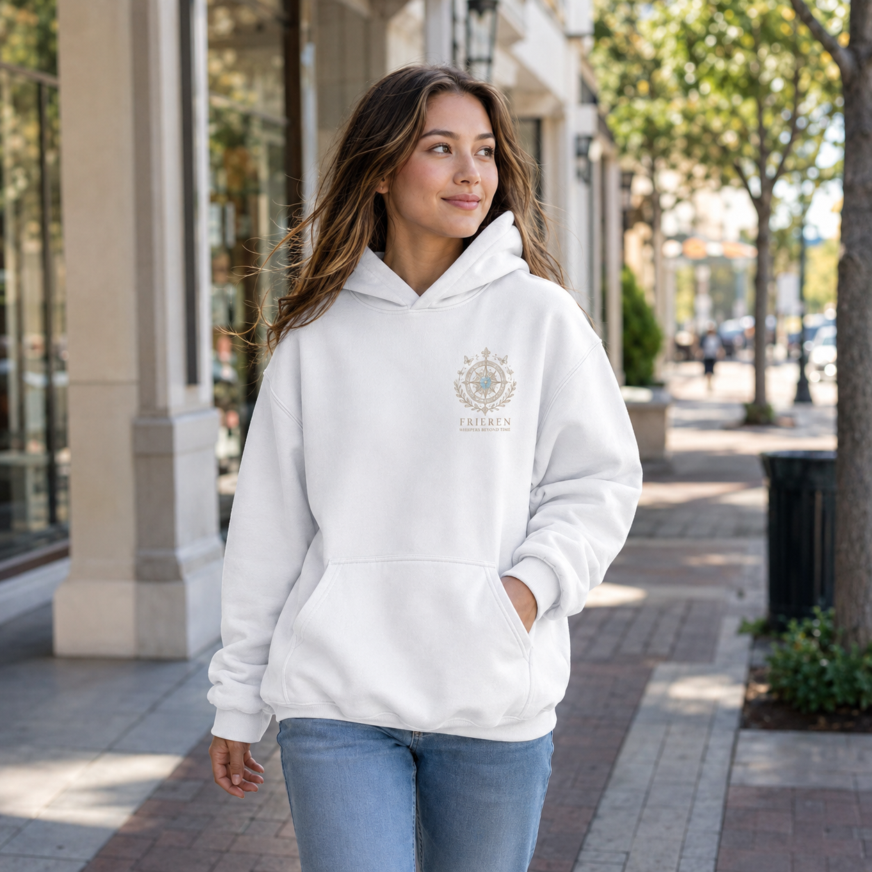White hoodie with Frieren Memories In Bloom graphic – photo 4