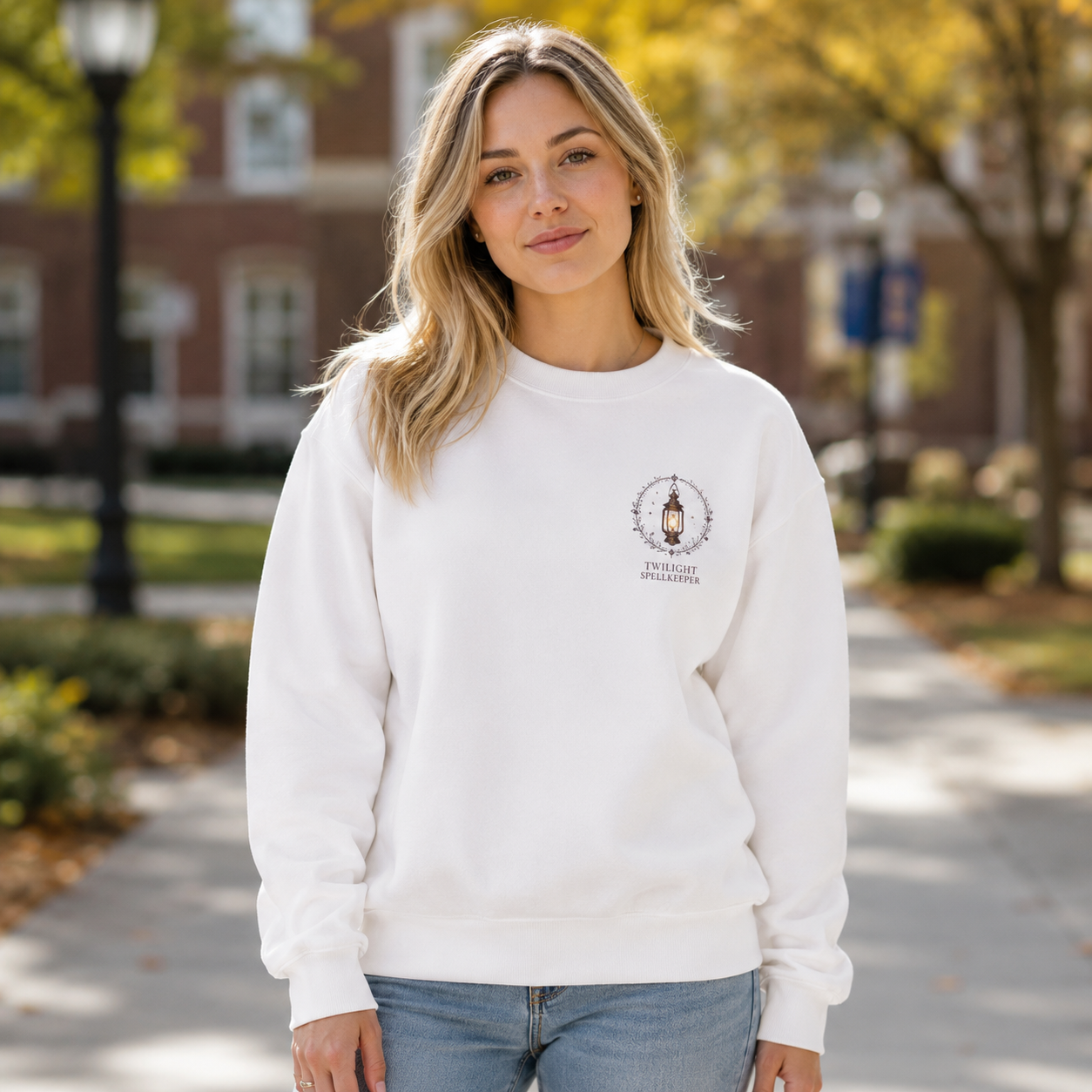White sweatshirt with Frieren Spellkeeper Of Dusk graphic – photo 4