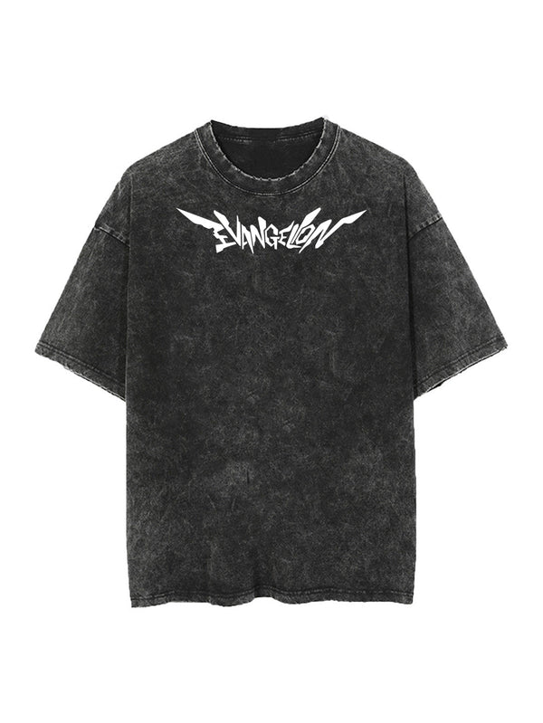 Washed black t-shirt with Evangelion Unit-01 Neon Genesis Evangelion 2-Sided Robots graphic – photo 2