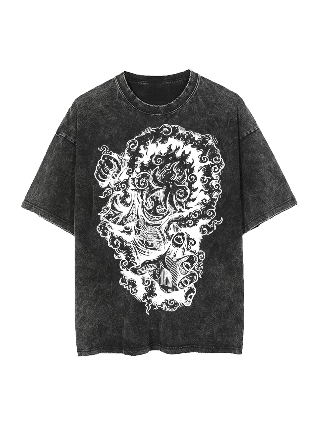 Washed black t-shirt with Monkey D. Luffy One Piece God Gear graphic – photo 1