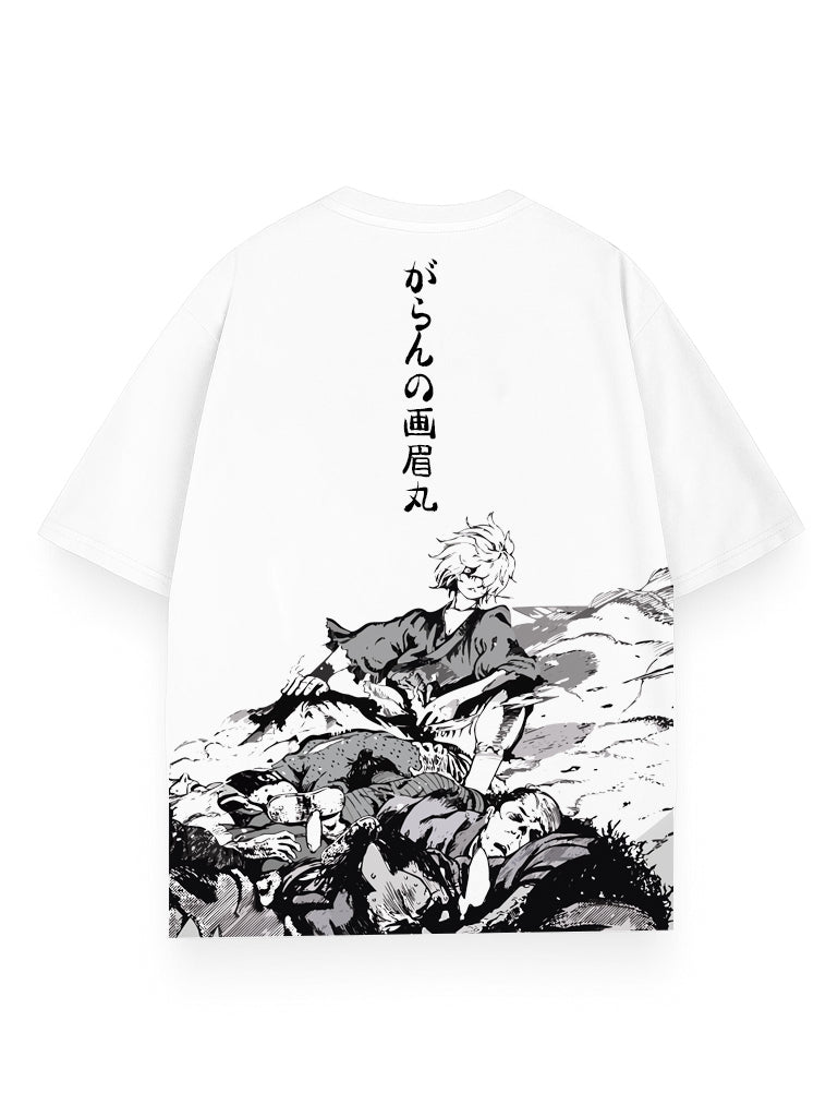 White t-shirt with Gabimaru Hell's Paradise The Empty Flame Oversize White graphic – photo 1