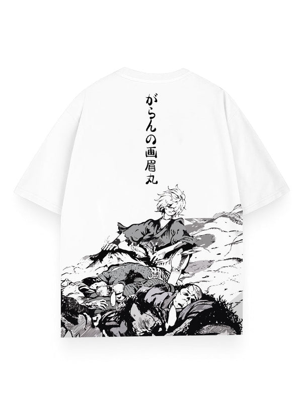 White t-shirt with Gabimaru Hell's Paradise The Empty Flame Oversize White graphic – photo 1