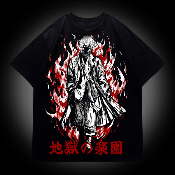 Gabimaru Hell's Paradise Crimson Logo Oversized Tee