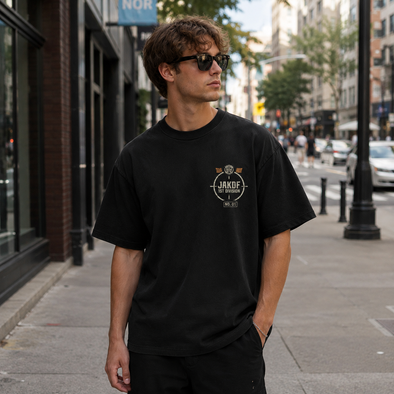 Black t-shirt with Gen Narumi Kaiju No. 8 Narumi Anti-Kaiju Elite graphic – photo 4