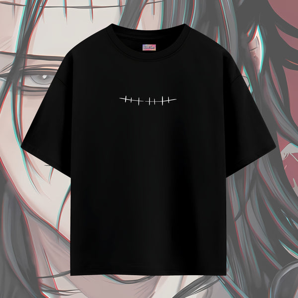 Stitched Smile Symbol Faded Black - Jujutsu Kaisen Oversized Tee