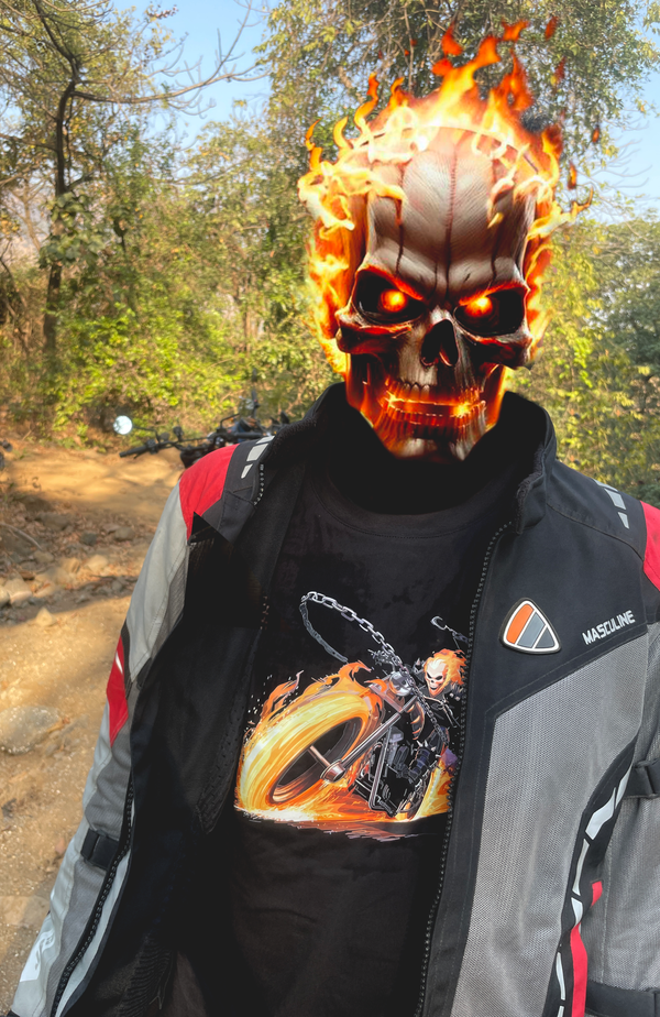 Flaming Motorcycle Ride Classic Fit - Ghost Rider Oversized Tee