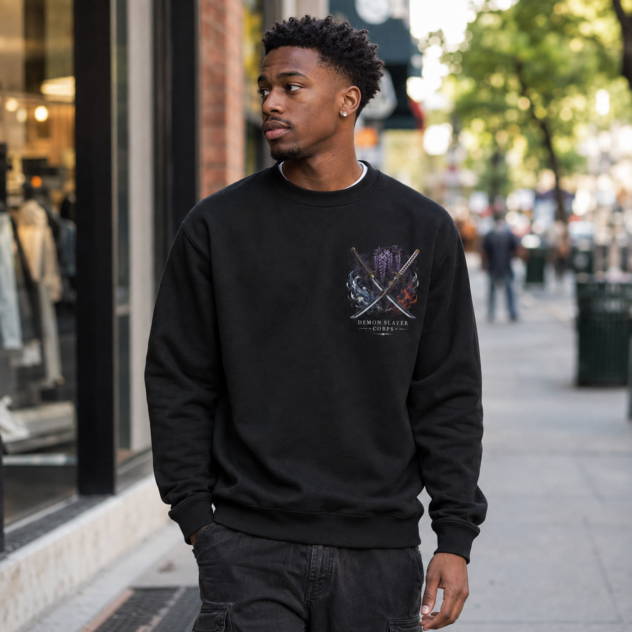 Black sweatshirt with Giyu Tomioka, Shinobu Kocho, Kyojuro Rengoku, Tanjiro Kamado Demon Slayer Hashira Legacy graphic – photo 4