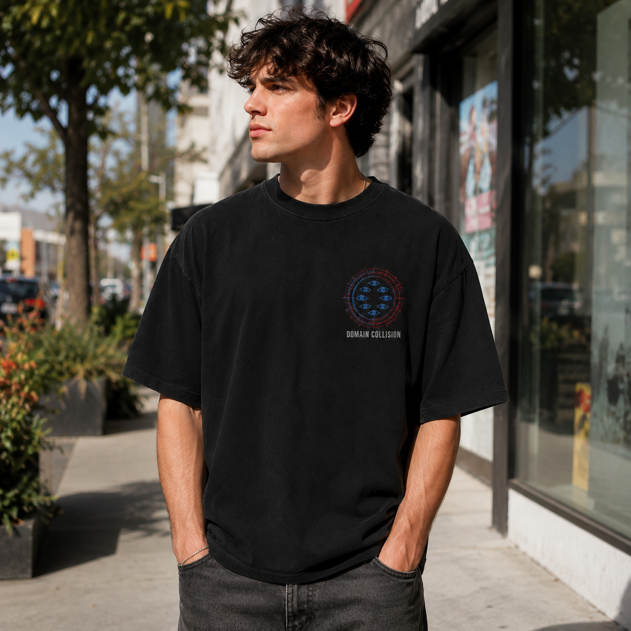 Black t-shirt with Gojo Satoru & Sukuna Jujutsu Kaisen Domain Collision graphic – photo 4