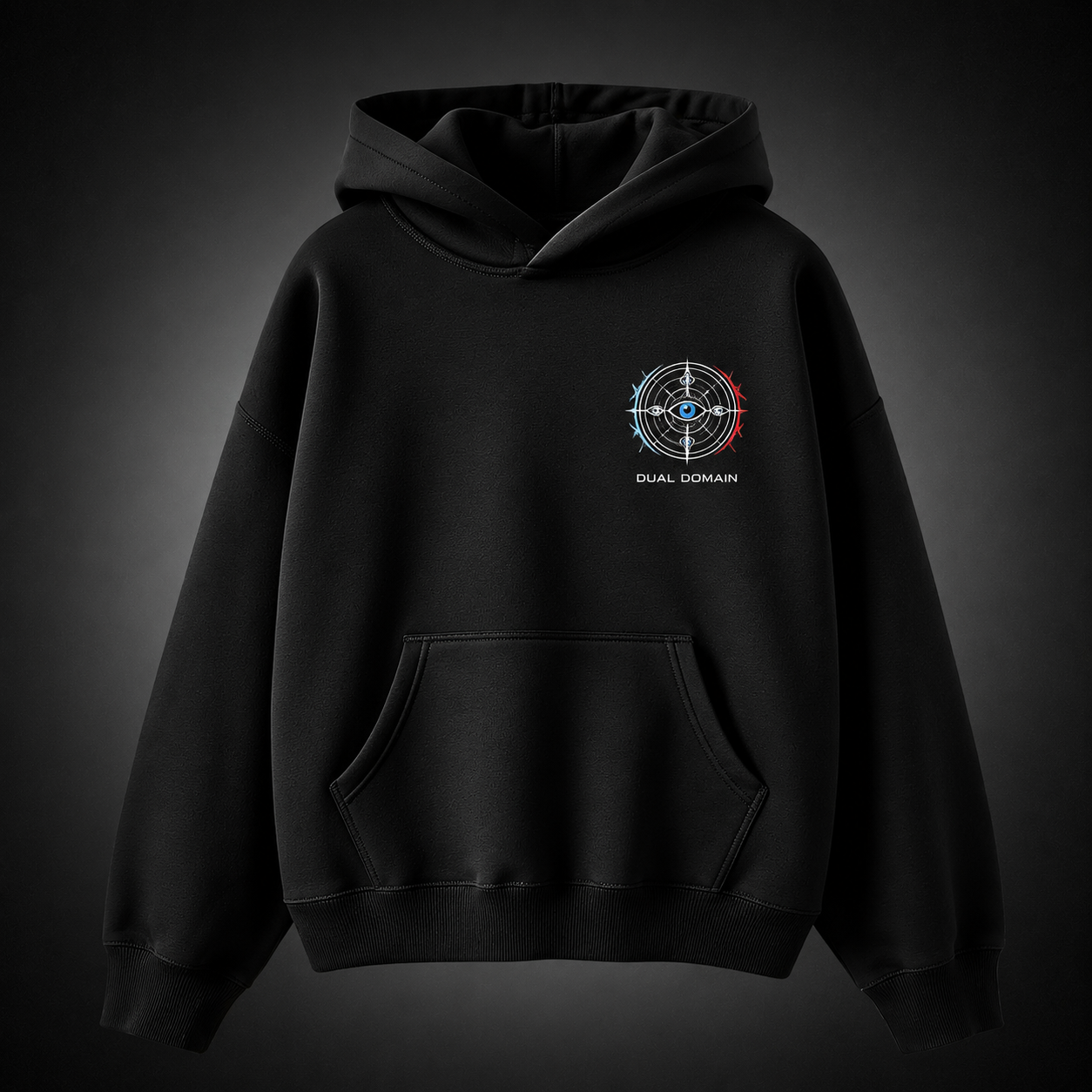 Black hoodie with Gojo Satoru & Sukuna Jujutsu Kaisen Dual Domain graphic – photo 2