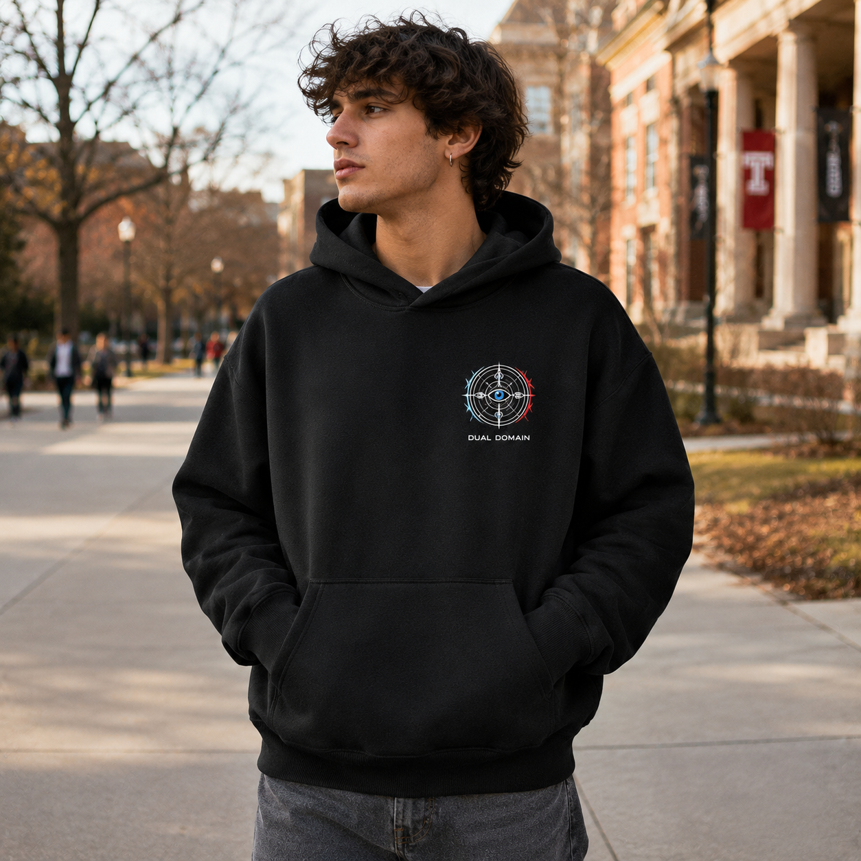 Black hoodie with Gojo Satoru & Sukuna Jujutsu Kaisen Dual Domain graphic – photo 4
