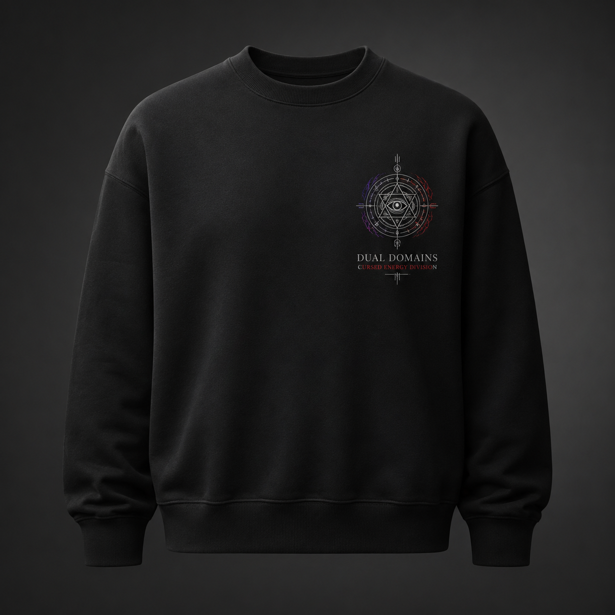 Black sweatshirt with Gojo Satoru & Sukuna Jujutsu Kaisen Dual Domains graphic – photo 2