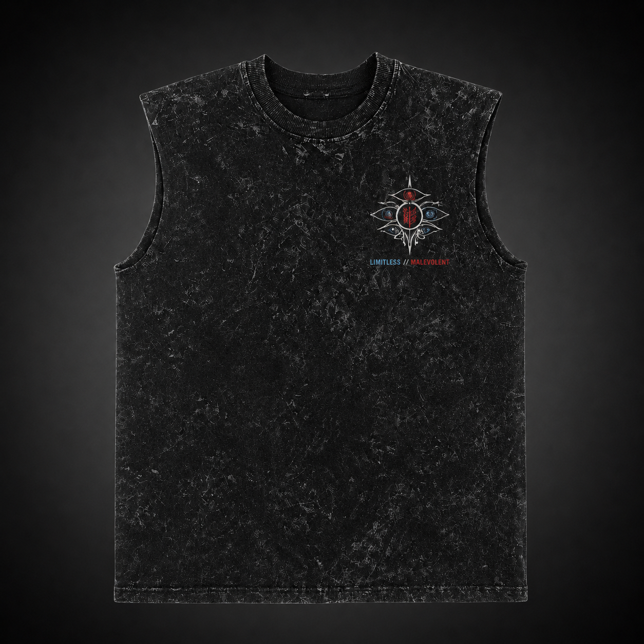 Washed black tank top with Gojo Satoru & Sukuna Jujutsu Kaisen Honored One graphic – photo 2