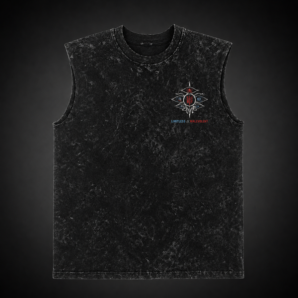 Washed black tank top with Gojo Satoru & Sukuna Jujutsu Kaisen Honored One graphic – photo 2