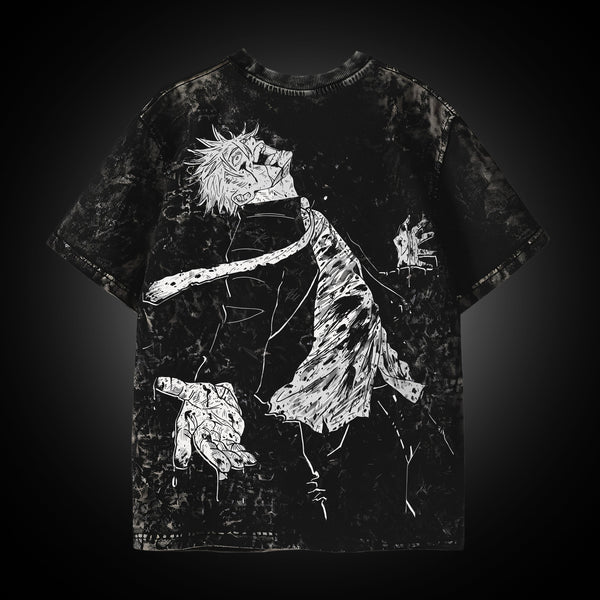 Gojo Ascendancy Acid Wash - Jujutsu Kaisen Oversized Tee