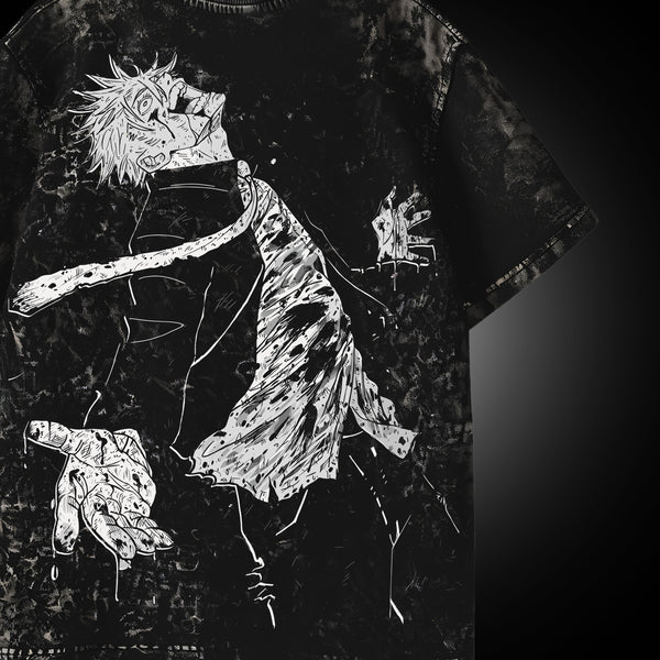Gojo Ascendancy Acid Wash - Jujutsu Kaisen Oversized Tee