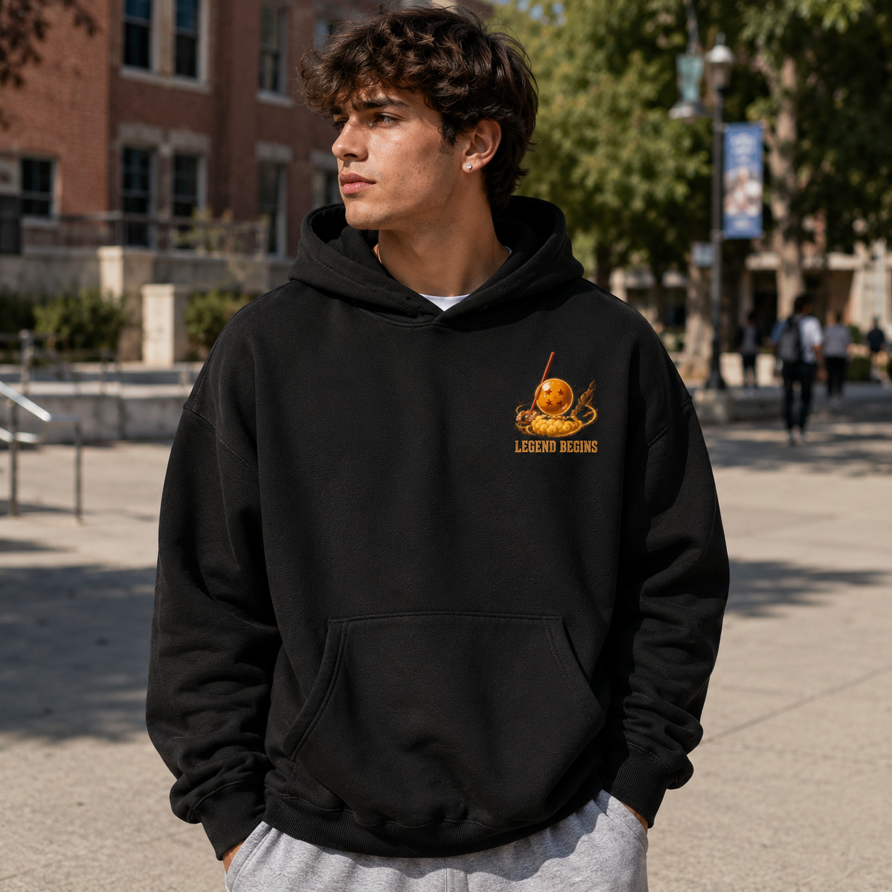 Black hoodie with Goku & Bulma Dragon Ball Quest For The Seven graphic – photo 4
