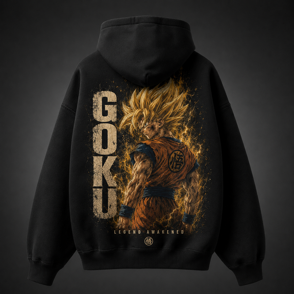Black hoodie with Goku Dragon Ball Legend Awakened graphic – photo 1