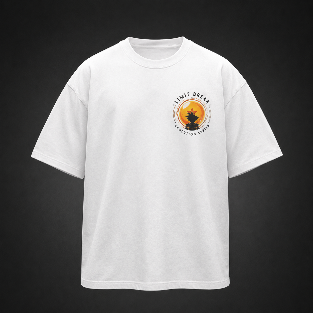White t-shirt with Goku Dragon Ball Limit Break Evolution graphic – photo 2